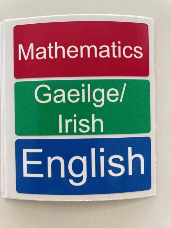 School Subject Labels Colour Coded -Core Subjects